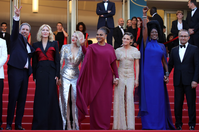 Jury member Denis Villeneuve, jury President Cate Blanchett; and jury members Lea Seydoux, Ava DuVernay, Kristen Stewart, Khadja Nin and Andrey Zvyagintsev attend the closing ceremony and screening of The Man Who Killed Don Quixote during the 71st annual Cannes Film Festival at Palais des Festivals on May 19, 2018, in Cannes, France.